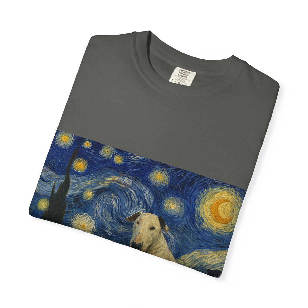 Bull Terrier The Starry Night — after Vincent van Gogh, 1889 | Garment-Dyed Tee