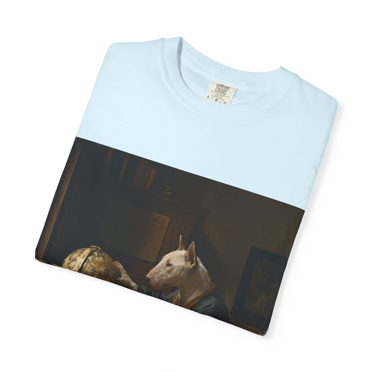 Bull Terrier The Astronomer — after Johannes Vermeer, 1668 | Garment-Dyed Tee