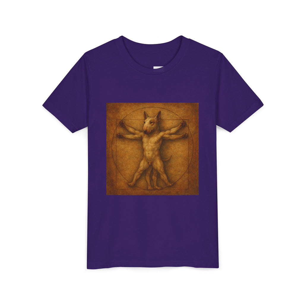 Bull Terrier Vitruvian Man — after Leonardo da Vinci, c.1490 | Youth Tee