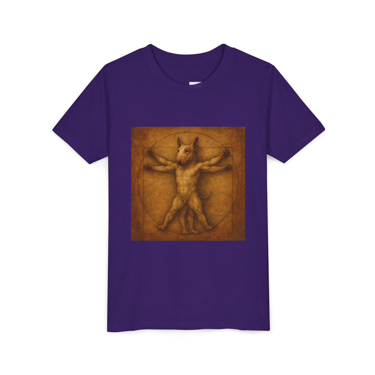 Bull Terrier Vitruvian Man — after Leonardo da Vinci, c.1490 | Youth Tee