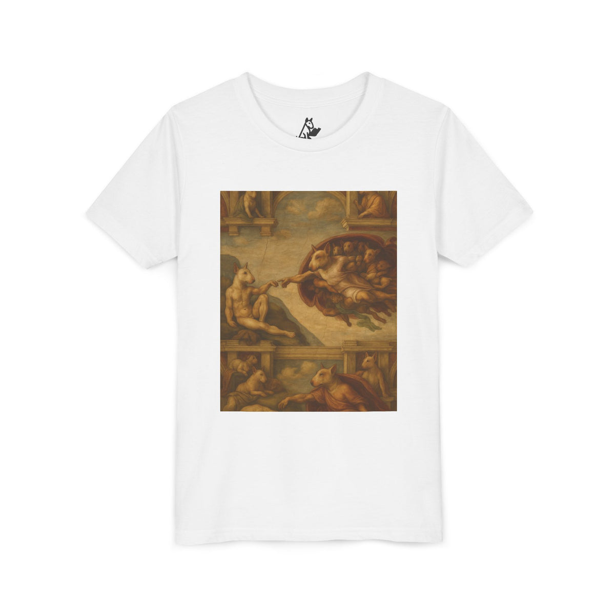 Bull Terrier The Creation of Adam — after Michelangelo, 1512 | Youth Tee