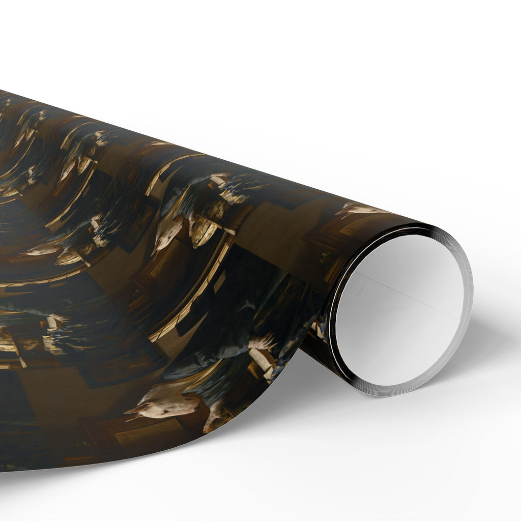 Bull Terrier The Astronomer — after Johannes Vermeer, 1668 | Wrapping Paper