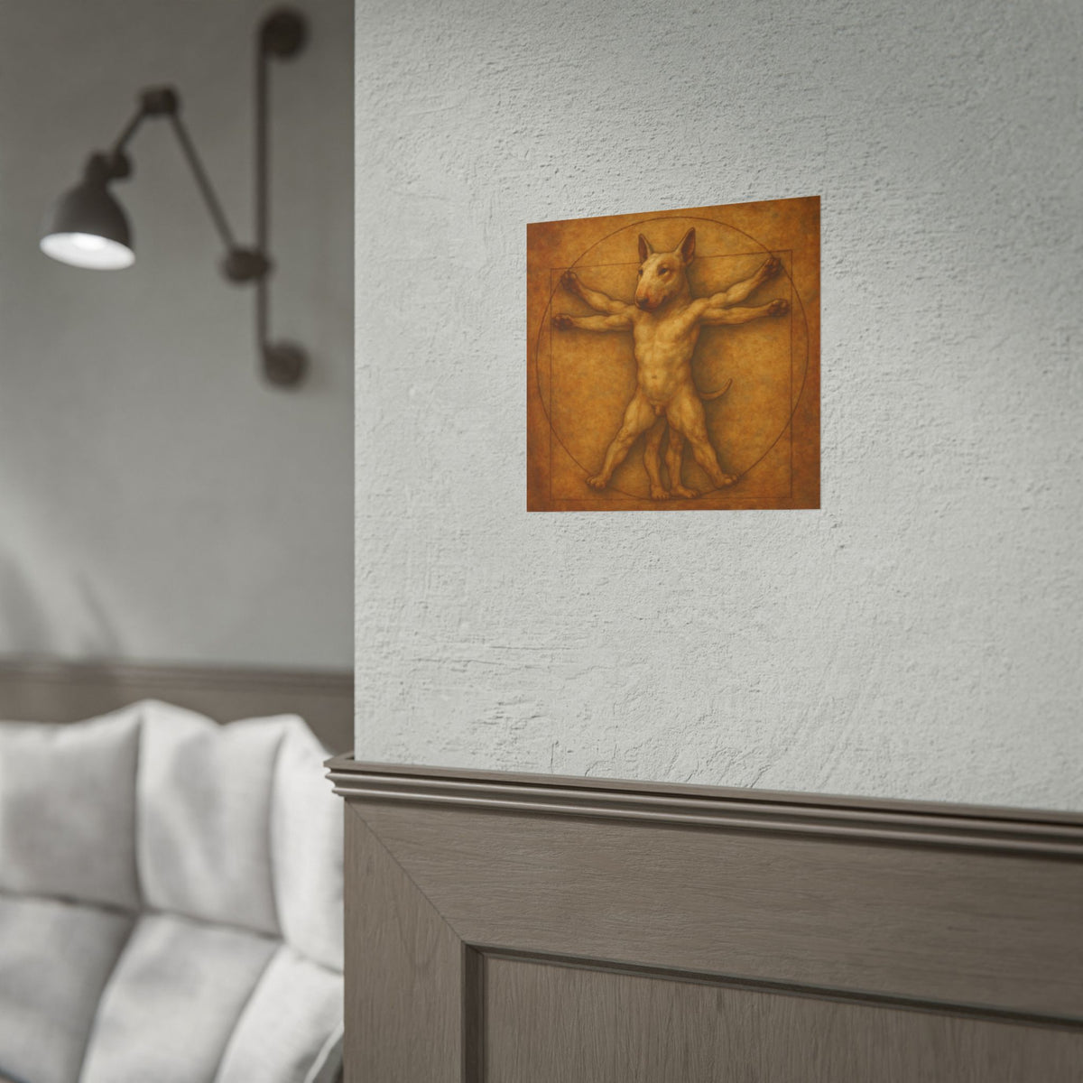 Bull Terrier Vitruvian Man — after Leonardo da Vinci, c.1490 | Poster