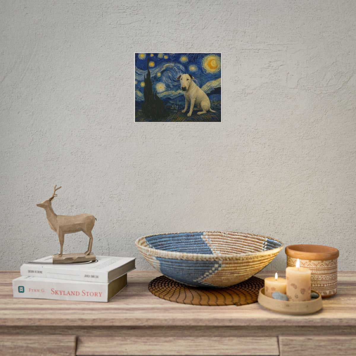 Bull Terrier Starry Night — after Vincent van Gogh, 1889 | Print