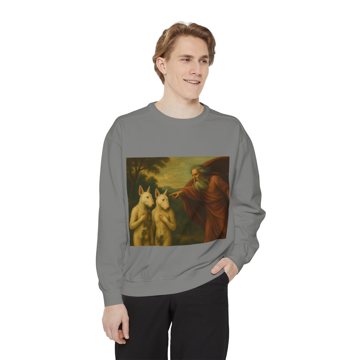 Bull Terrier The Rebuke of Adam and Eve — after Domenichino, 1626 | Crewneck
