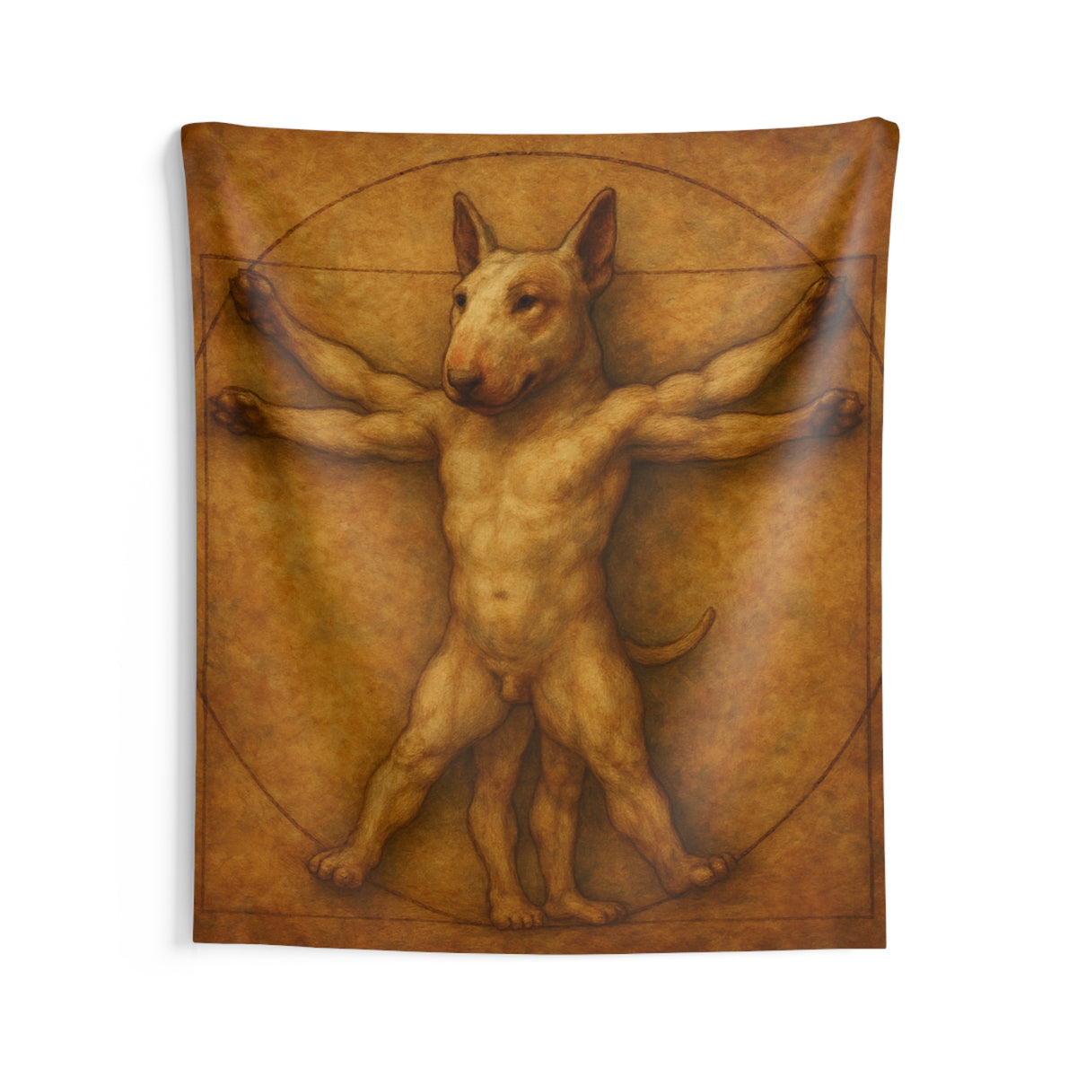 Bull Terrier Vitruvian Man — after Leonardo da Vinci, c.1490 | Tapestry