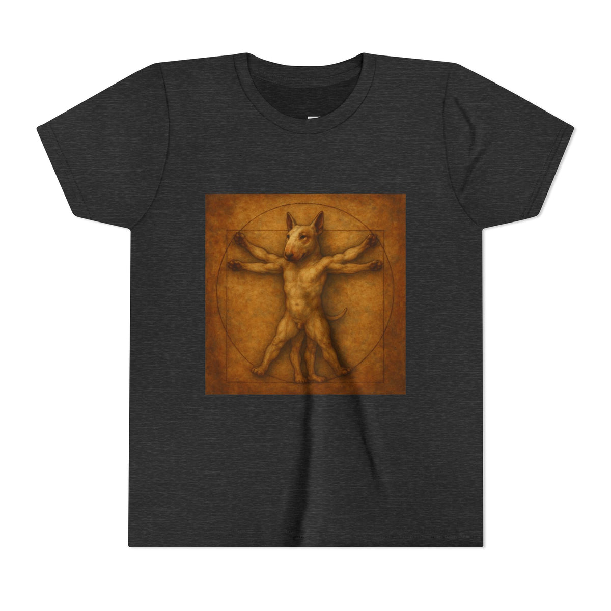 Bull Terrier Vitruvian Man — after Leonardo da Vinci, c.1490 | Youth Tee