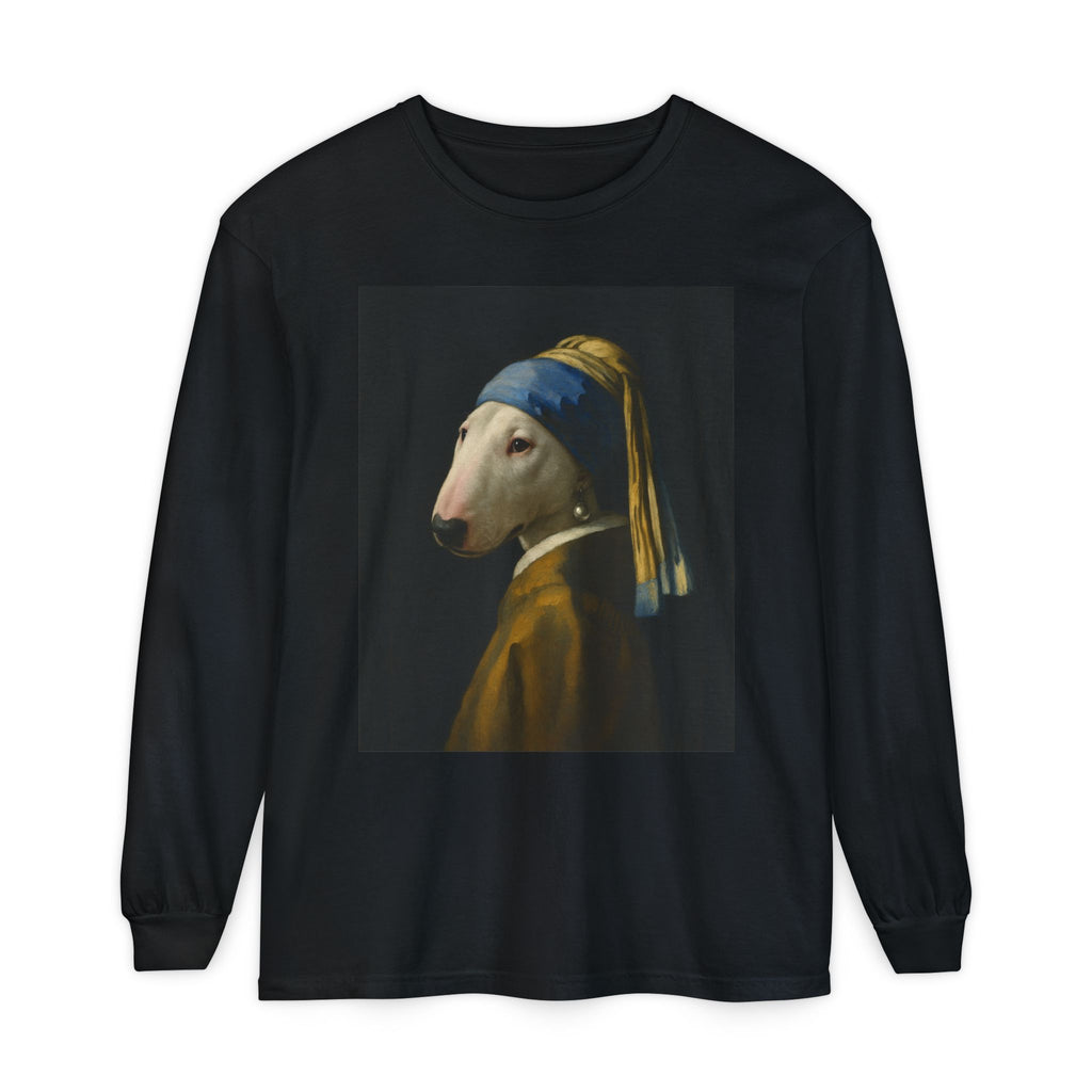 Bull Terrier Girl with a Pearl Earring — after Johannes Vermeer, c.1665 | Long Sleeve