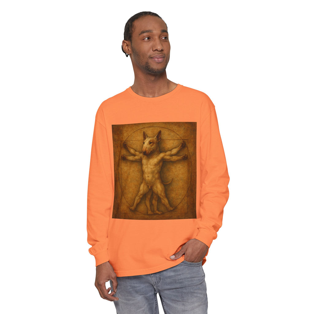 Bull Terrier Vitruvian Man — after Leonardo da Vinci, c.1490 | Long Sleeve