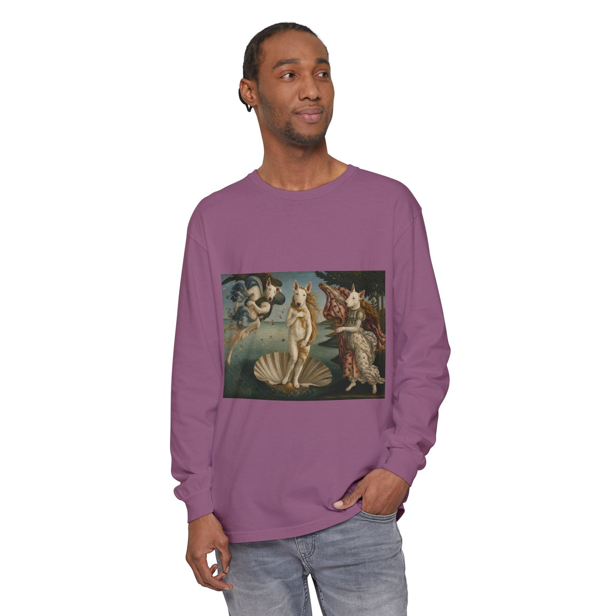 Bull Terrier The Birth of Venus — after Sandro Botticelli, c.1485 | Long Sleeve