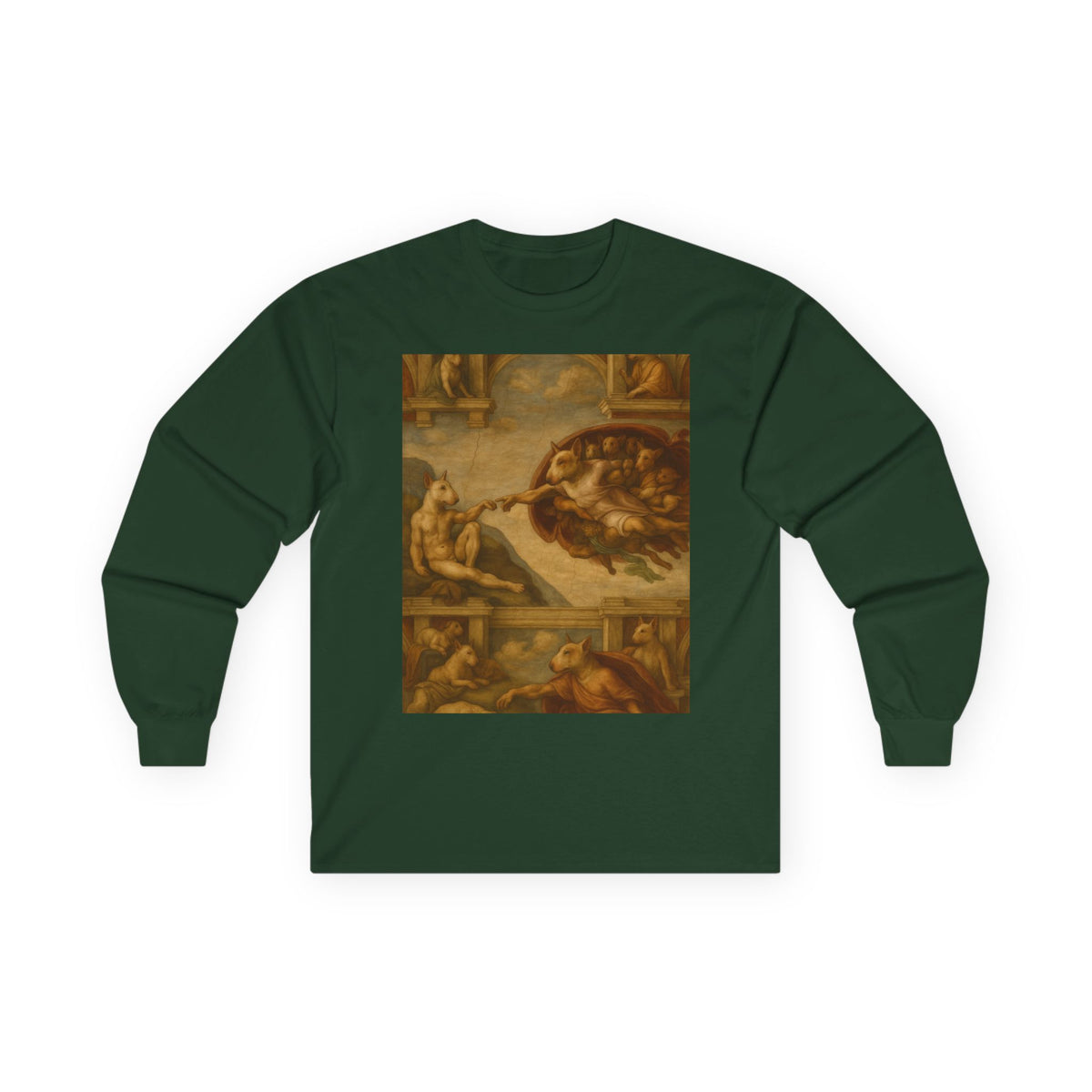 Bull Terrier The Creation Of Adam — after Michelangelo, 1512 | Long Sleeve