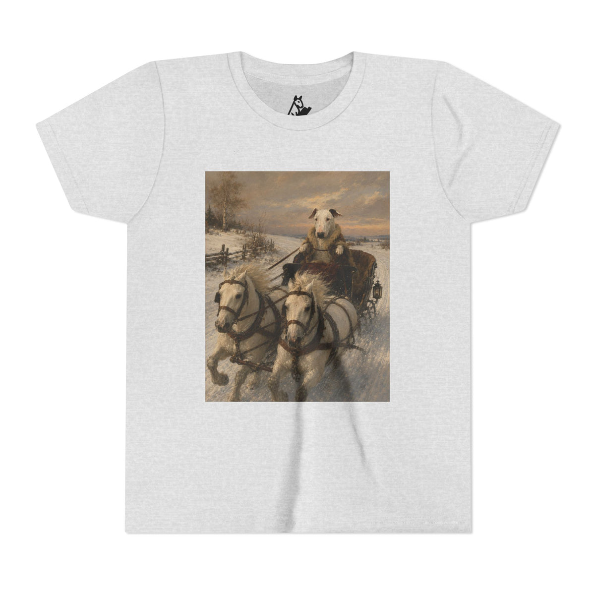 Bull Terrier Sleigh Ride — after Alfred Wierusz-Kowalski, c.1890 | Youth Tee