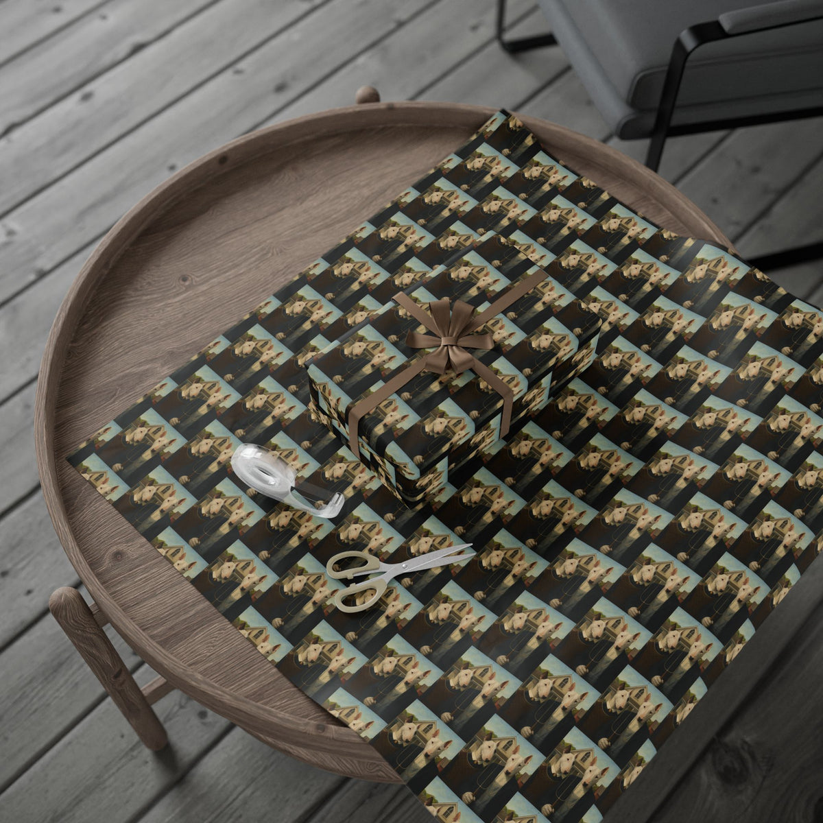 Bull Terrier American Gothic — after Grant Wood, 1930 | Wrapping Paper