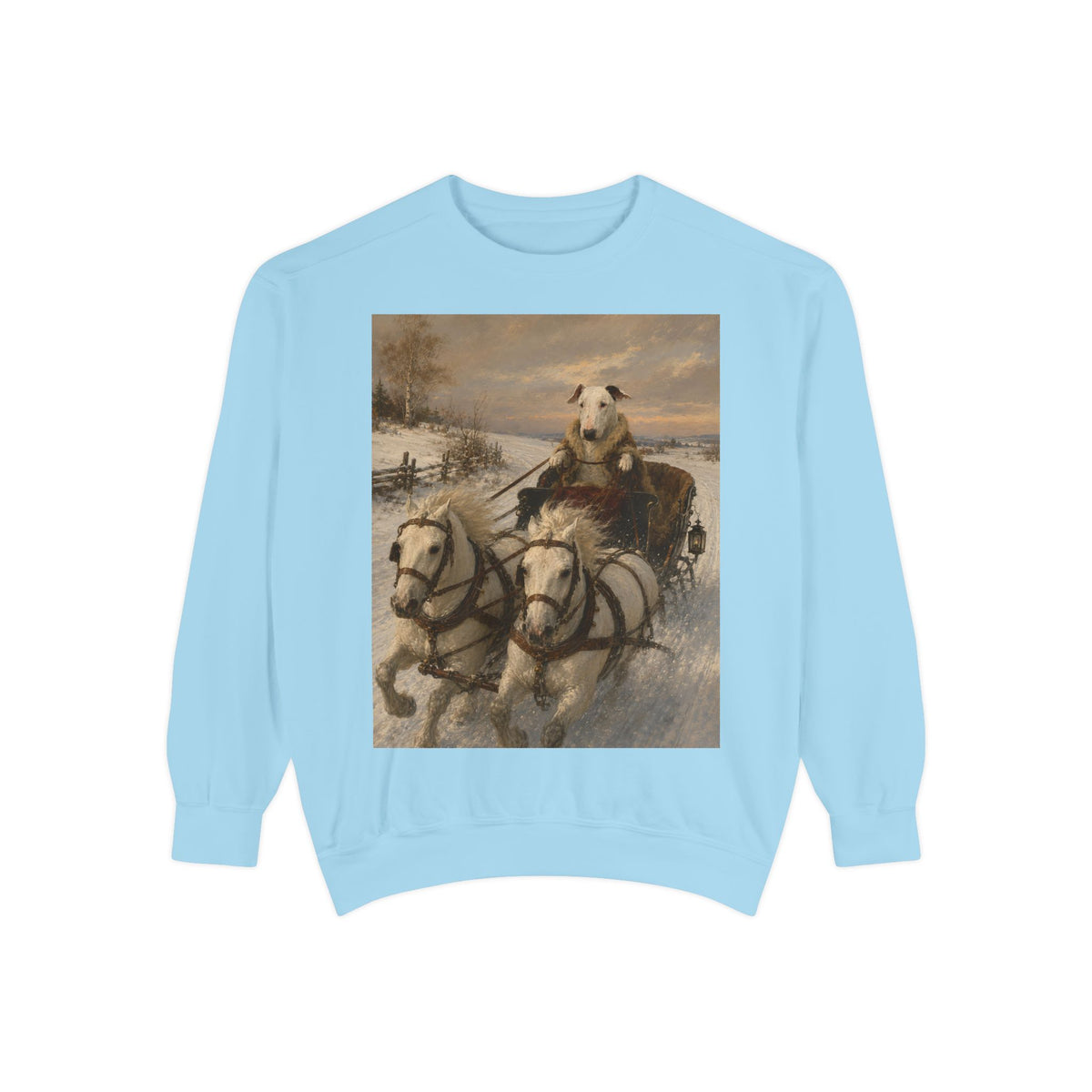 Bull Terrier Sleigh Ride — after Alfred Wierusz-Kowalski, c.1890 | Crewneck