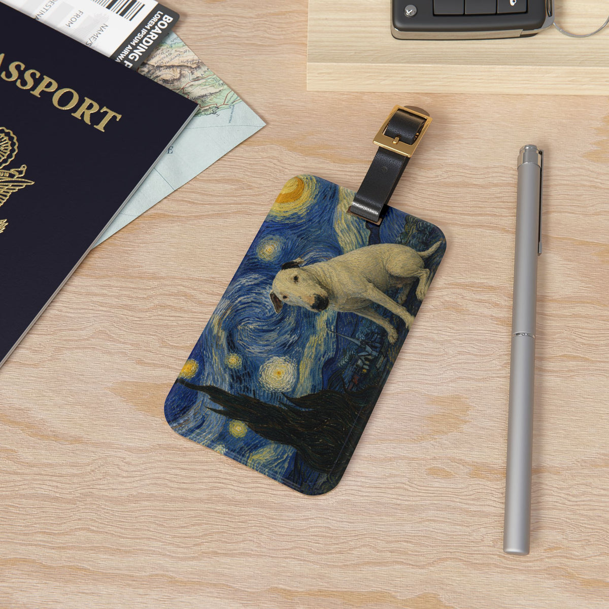 Bull Terrier The Starry Night — after Vincent van Gogh, 1889 | Luggage Tag