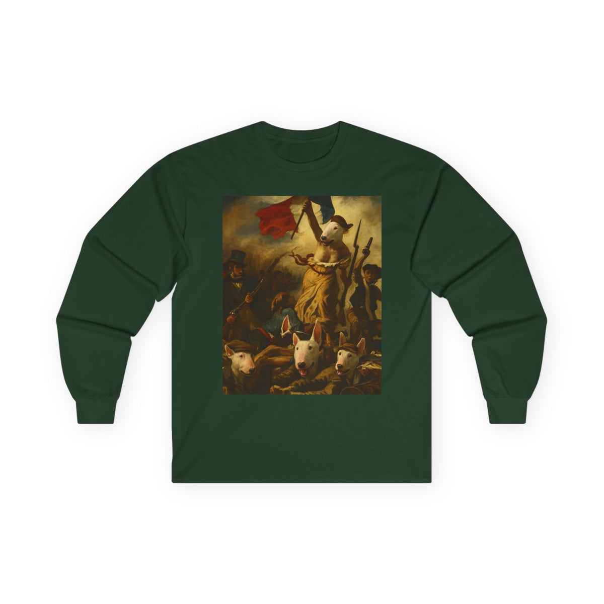 Bull Terrier Liberty Leading The People — after Eugene Delacroix, 1830 | Long Sleeve