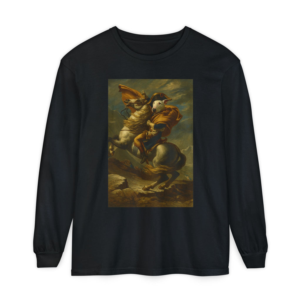 Bull Terrier Napoleon Crossing the Alps — after Jacques-Louis David, 1801 | Long Sleeve