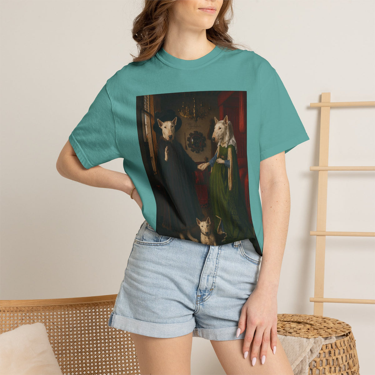 Bull Terrier The Arnolfini Portrait — after Jan van Eyck, 1434 | Garment-Dyed Tee