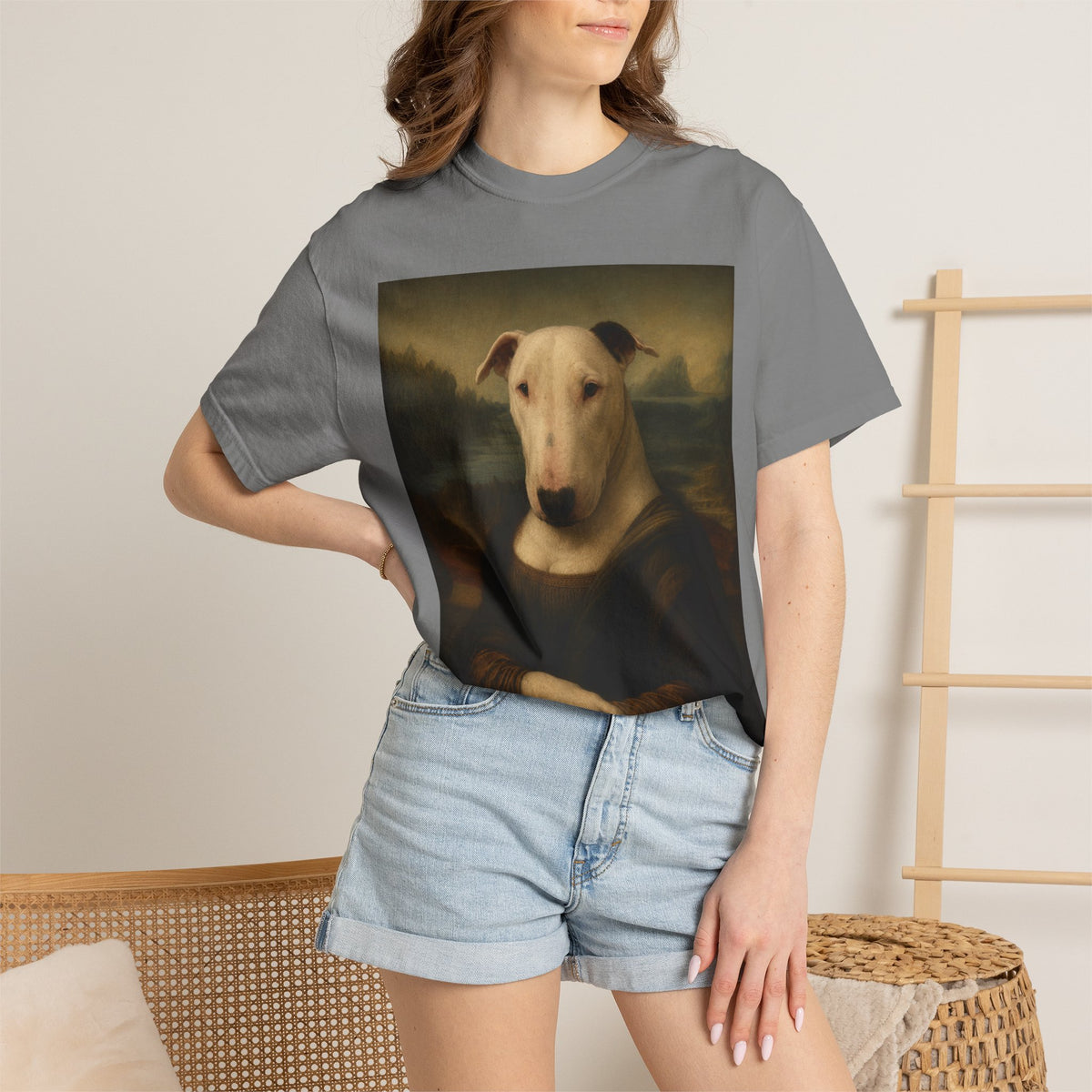 Bull Terrier Mona Lisa — after Leonardo da Vinci, c.1503 | Garment-Dyed Tee
