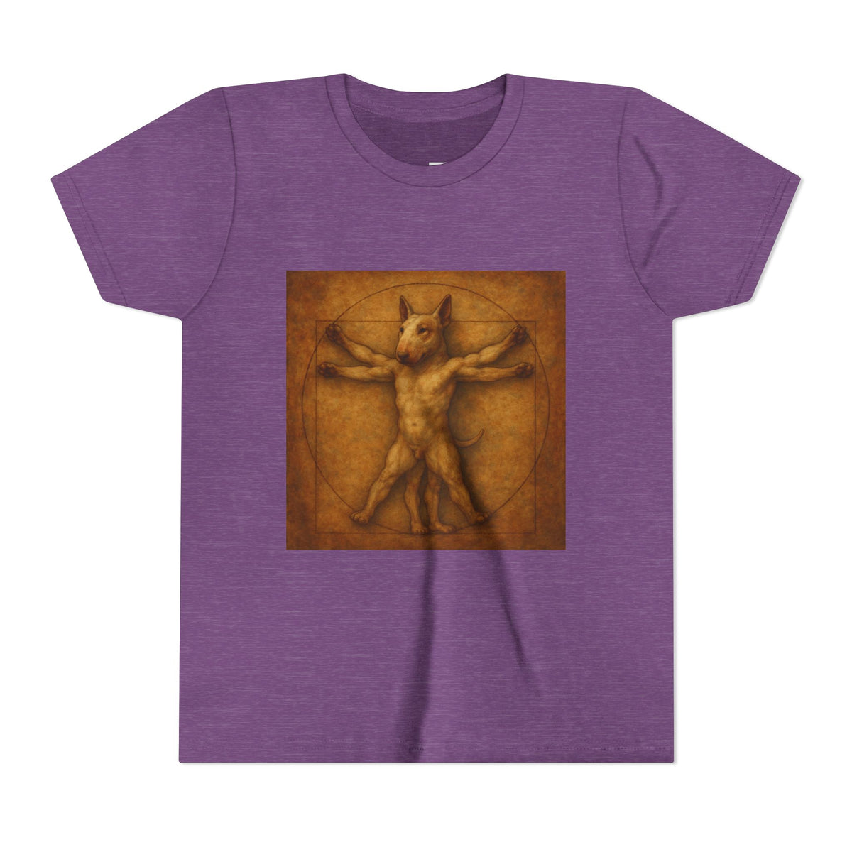 Bull Terrier Vitruvian Man — after Leonardo da Vinci, c.1490 | Youth Tee