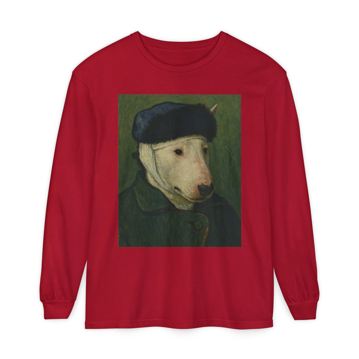 Bull Terrier Self-Portrait with Bandaged Ear — after Vincent van Gogh, 1889 | Long Sleeve