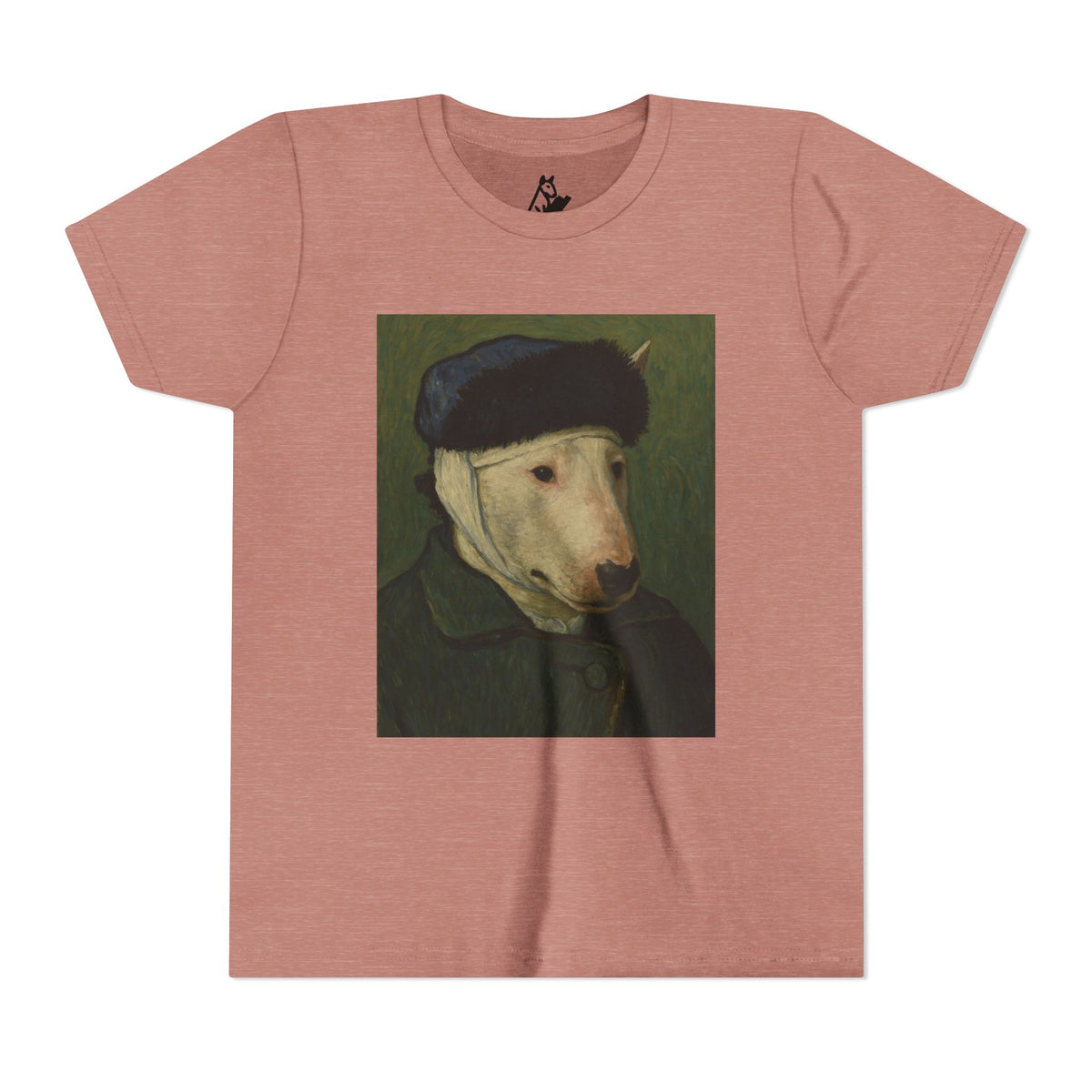 Bull Terrier Self-Portrait with Bandaged Ear — after Vincent van Gogh, 1889 | Youth Tee