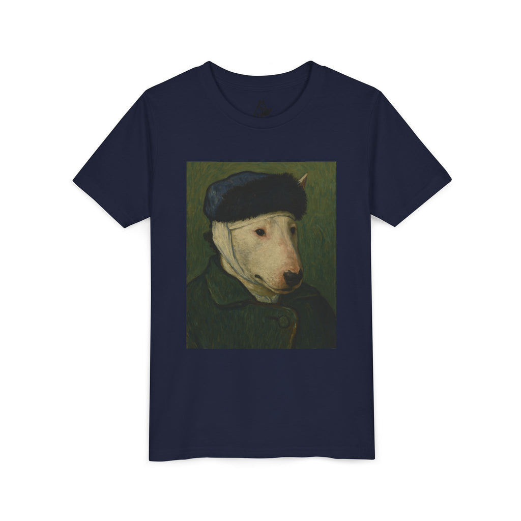 Bull Terrier Self-Portrait with Bandaged Ear — after Vincent van Gogh, 1889 | Youth Tee