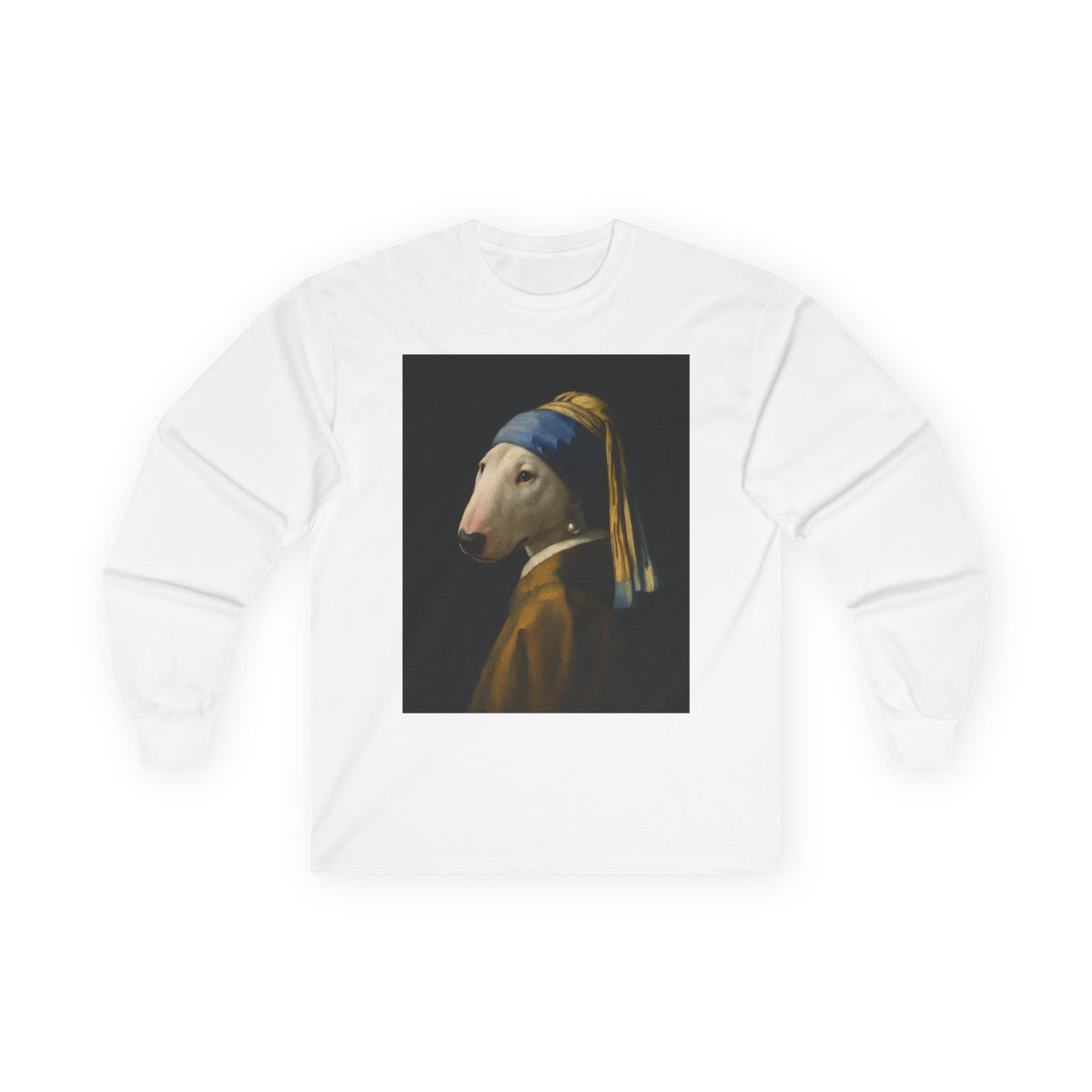 Bull Terrier Girl With A Pearl Earring — after Johannes Vermeer, c.1665 | Long Sleeve