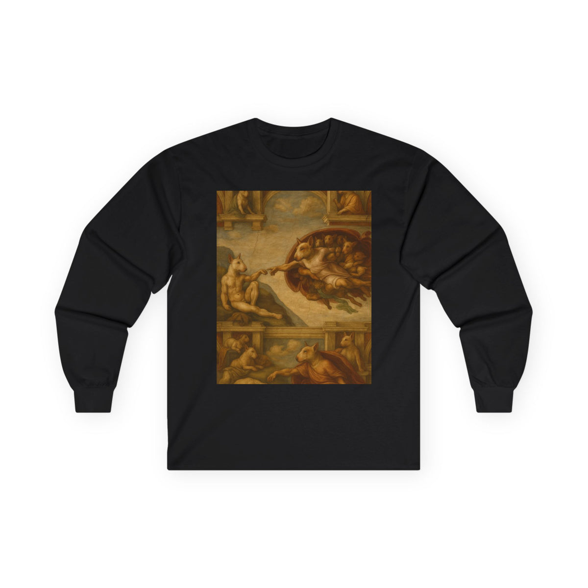 Bull Terrier The Creation Of Adam — after Michelangelo, 1512 | Long Sleeve