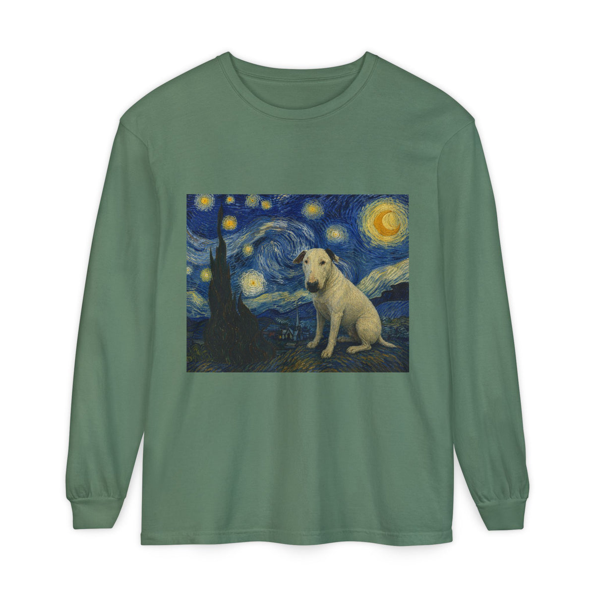 Bull Terrier The Starry Night — after Vincent van Gogh, 1889 | Long Sleeve