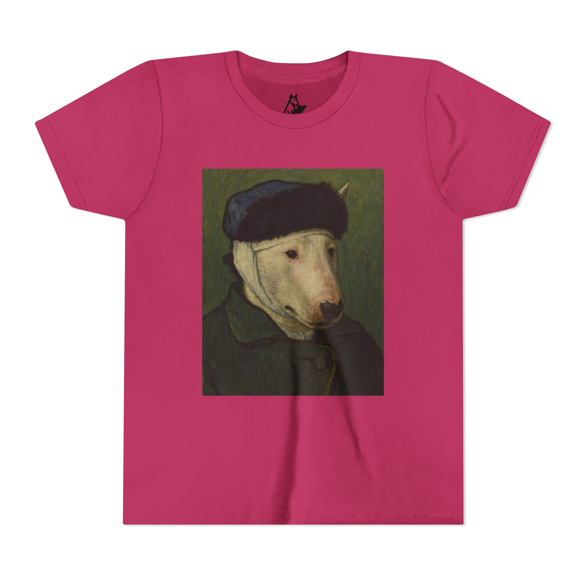 Bull Terrier Self-Portrait with Bandaged Ear — after Vincent van Gogh, 1889 | Youth Tee