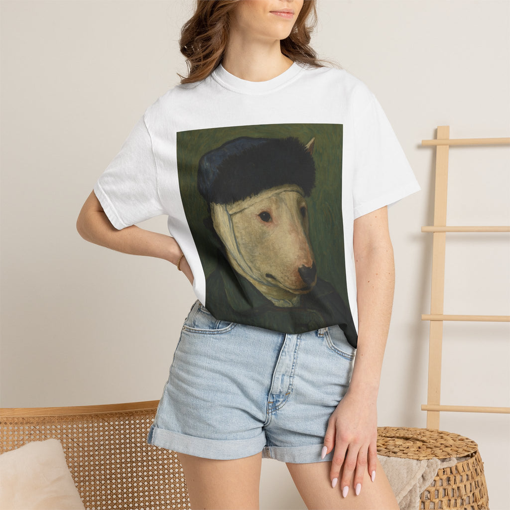 Bull Terrier Self-Portrait with Bandaged Ear — after Vincent van Gogh, 1889 | Garment-Dyed Tee
