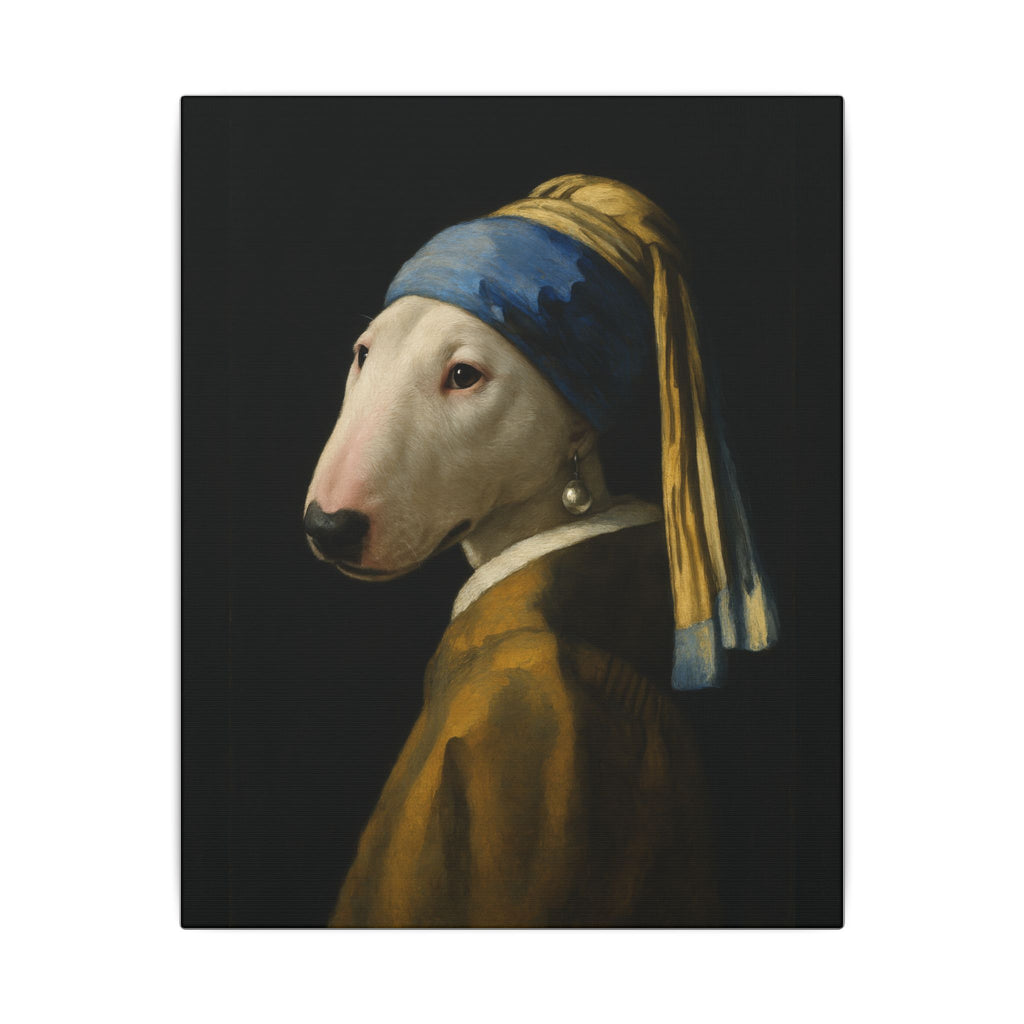 Bull Terrier Girl with a Pearl Earring — after Johannes Vermeer, c.1665 | Canvas