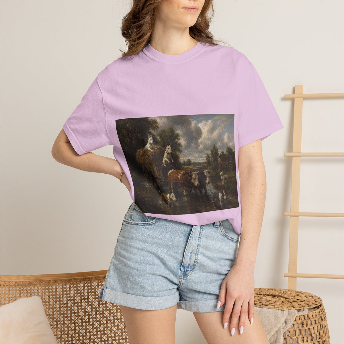 Bull Terrier The Hay Wain — after John Constable, 1821 | Garment-Dyed Tee