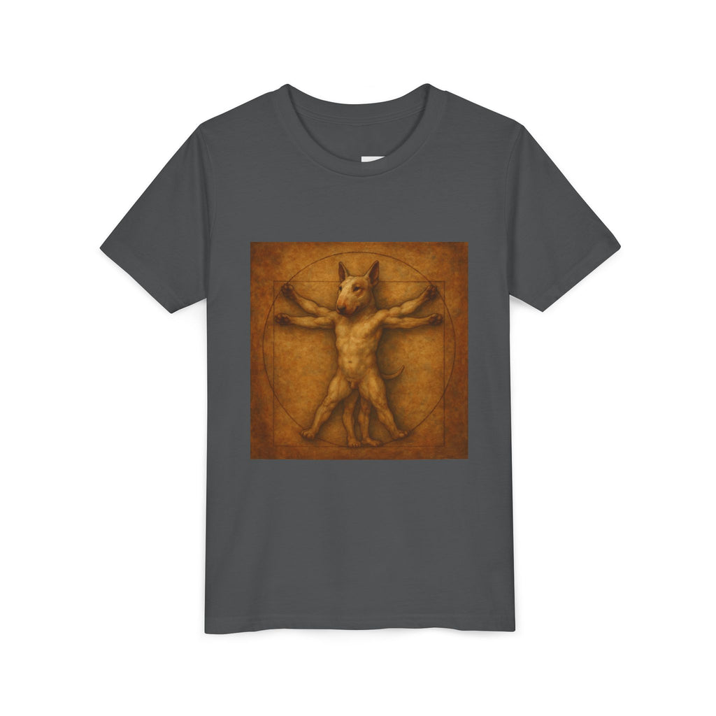 Bull Terrier Vitruvian Man — after Leonardo da Vinci, c.1490 | Youth Tee