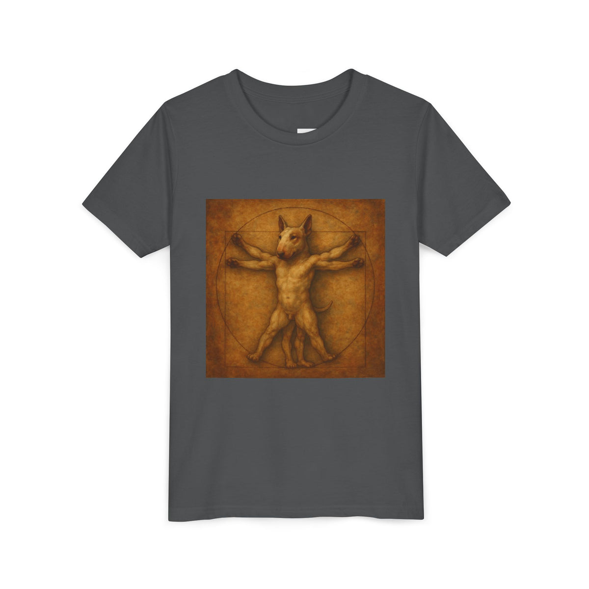 Bull Terrier Vitruvian Man — after Leonardo da Vinci, c.1490 | Youth Tee