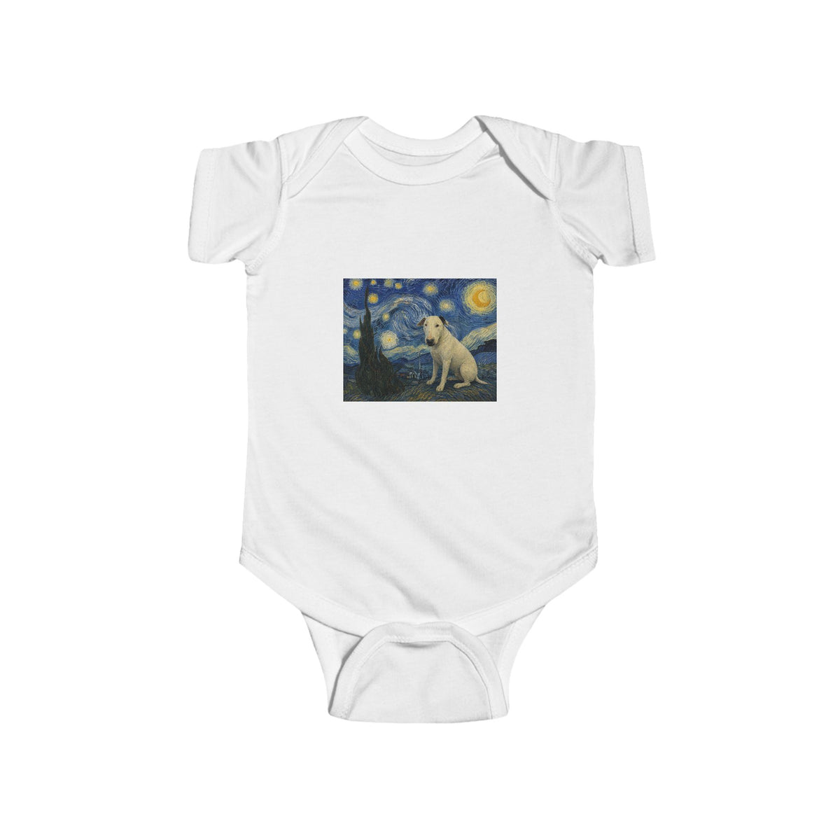 Bull Terrier The Starry Night — after Vincent van Gogh, 1889 | Bodysuit