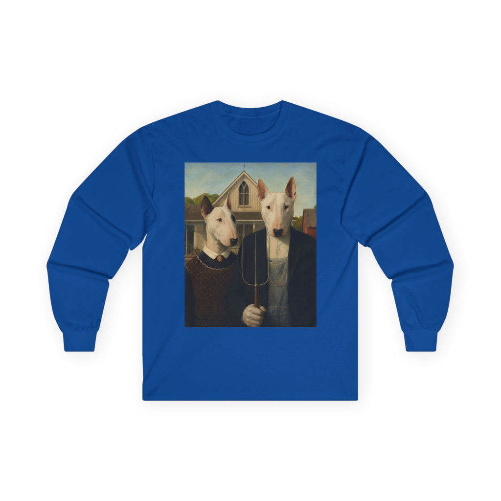 Bull Terrier American Gothic — after Grant Wood, 1930 | Long Sleeve