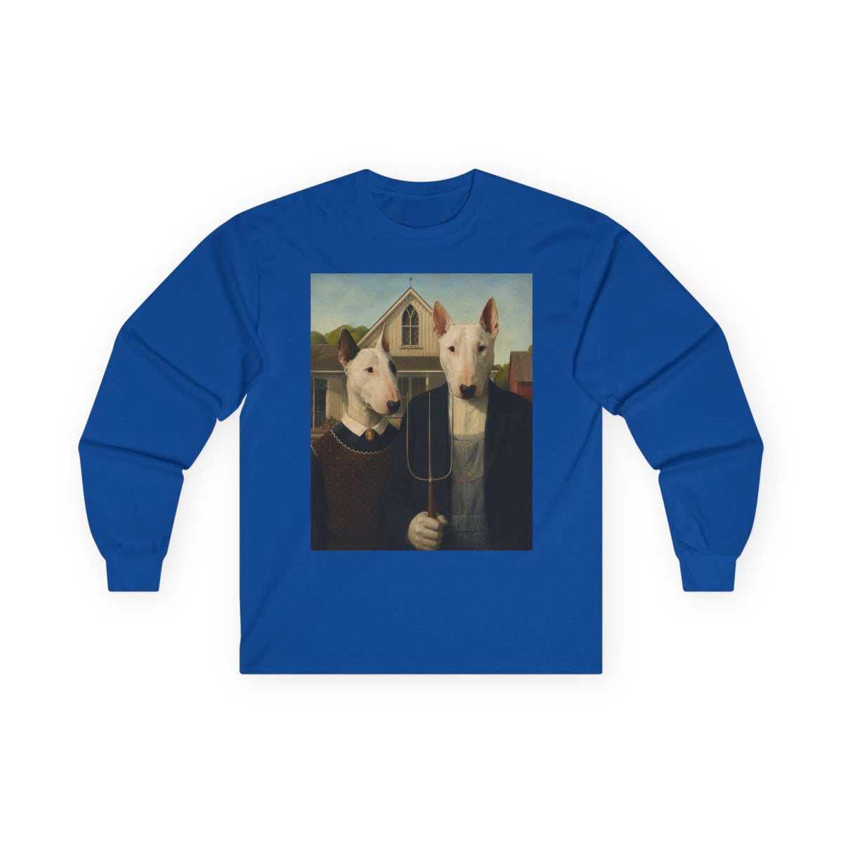 Bull Terrier American Gothic — after Grant Wood, 1930 | Long Sleeve