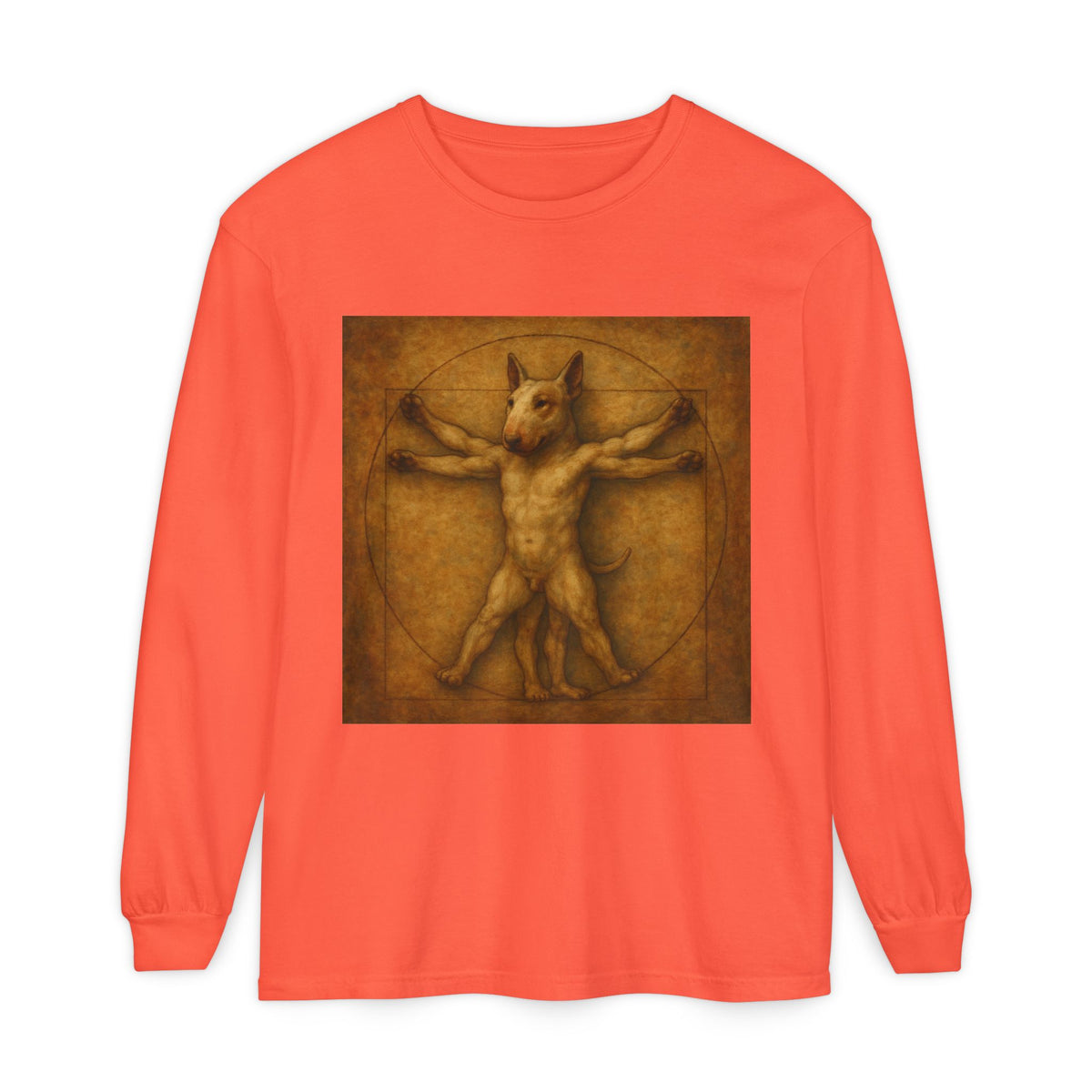 Bull Terrier Vitruvian Man — after Leonardo da Vinci, c.1490 | Long Sleeve