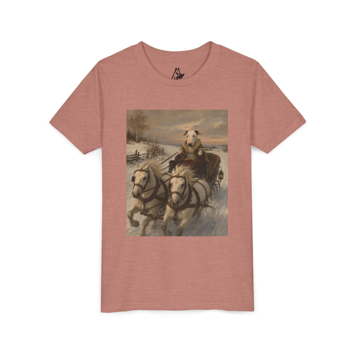 Bull Terrier Sleigh Ride — after Alfred Wierusz-Kowalski, c.1890 | Youth Tee