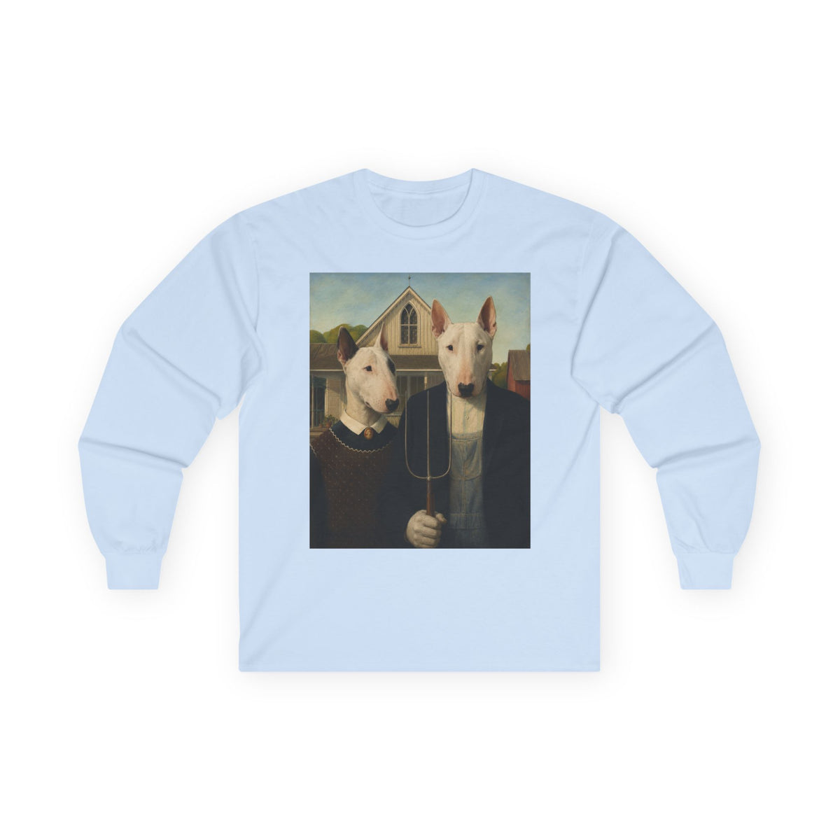 Bull Terrier American Gothic — after Grant Wood, 1930 | Long Sleeve