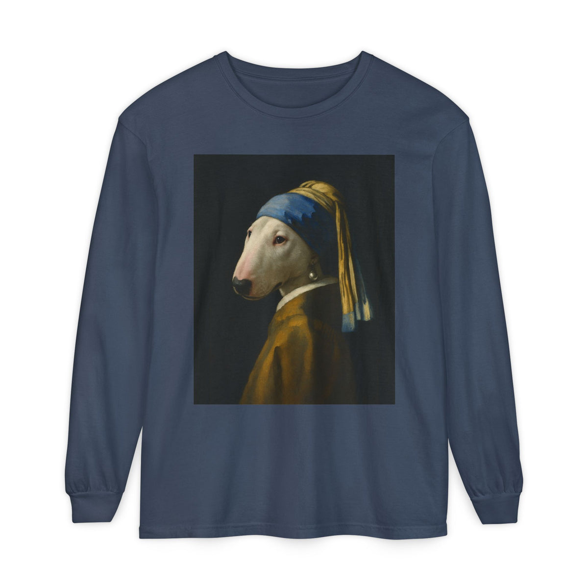 Bull Terrier Girl with a Pearl Earring — after Johannes Vermeer, c.1665 | Long Sleeve