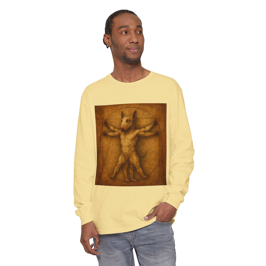 Bull Terrier Vitruvian Man — after Leonardo da Vinci, c.1490 | Long Sleeve