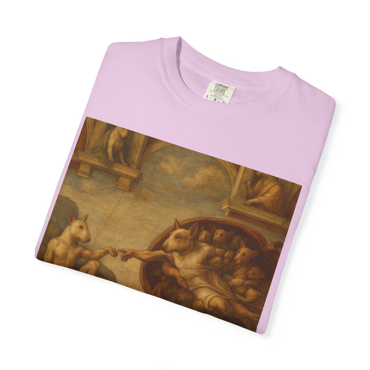 Bull Terrier The Creation of Adam — after Michelangelo, 1512 | Garment-Dyed Tee