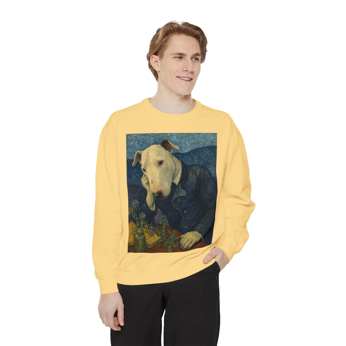 Bull Terrier Portrait of Doctor Gachet — after Vincent van Gogh, 1890 | Crewneck
