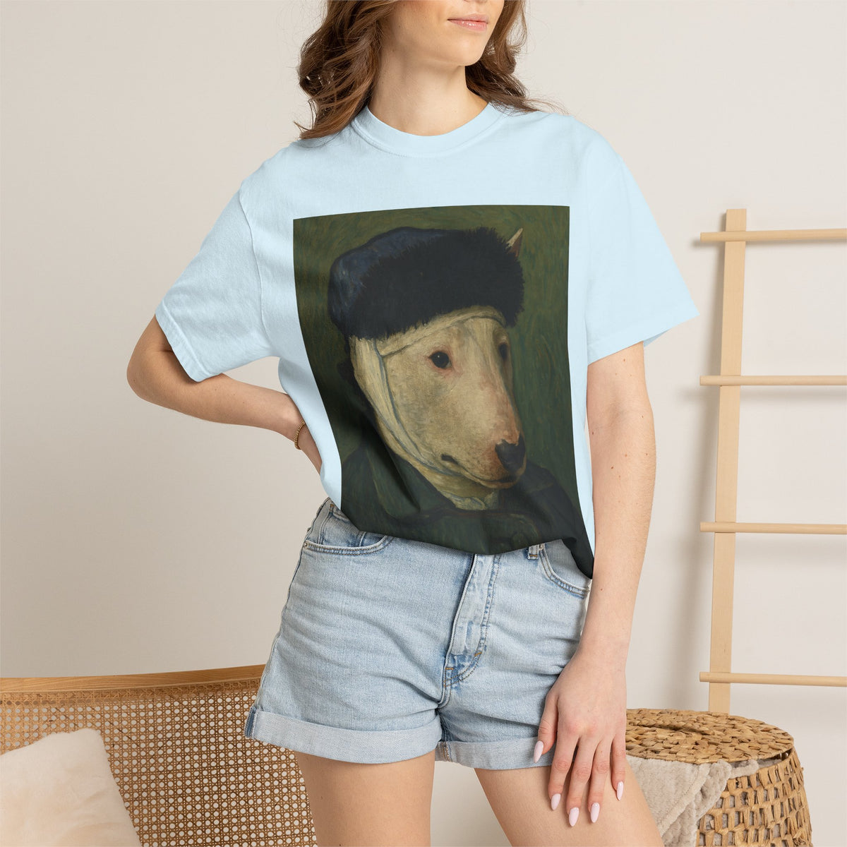 Bull Terrier Self-Portrait with Bandaged Ear — after Vincent van Gogh, 1889 | Garment-Dyed Tee
