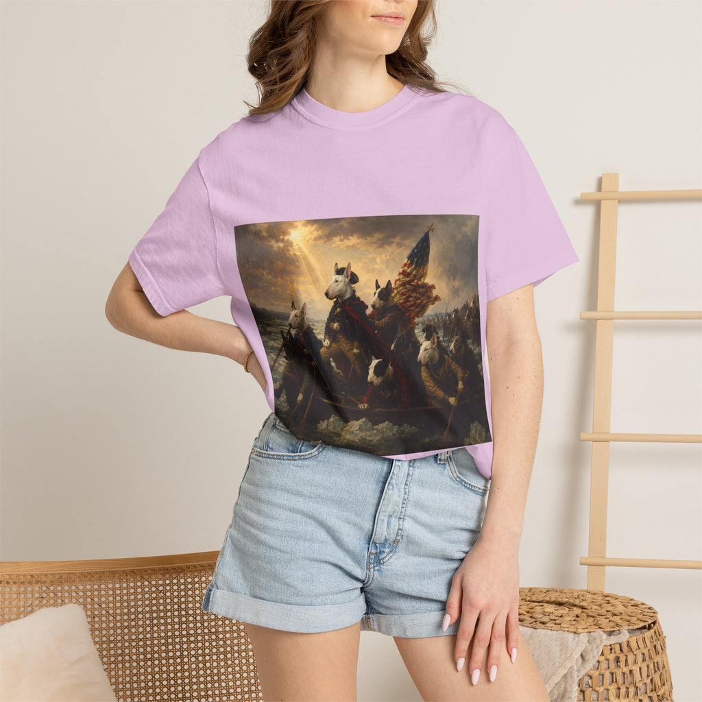 Bull Terrier Washington Crossing the Delaware — after Emanuel Leutze, 1851 | Garment-Dyed Tee