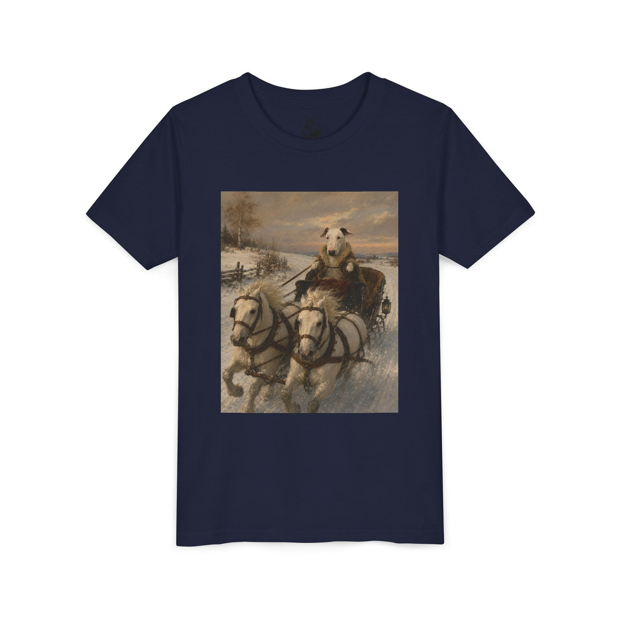 Bull Terrier Sleigh Ride — after Alfred Wierusz-Kowalski, c.1890 | Youth Tee