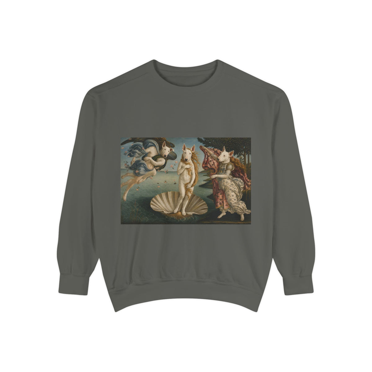 Bull Terrier The Birth of Venus — after Sandro Botticelli, c.1485 | Crewneck